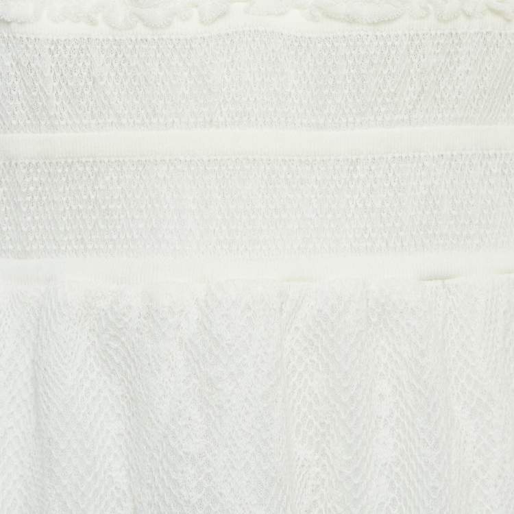 Pre Owned M Missoni White Patterned Knit Sleeveless Long Dress L