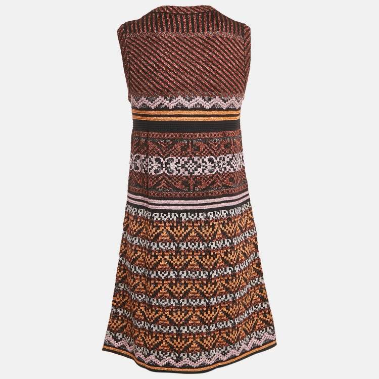 Pre Owned M Missoni Metallic Lurex Patterned Knit Sleeveless Mini Dress S