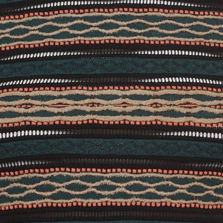 Pre Owned M Missoni Green Patterned Knit Long Sleeve Sweater Top L