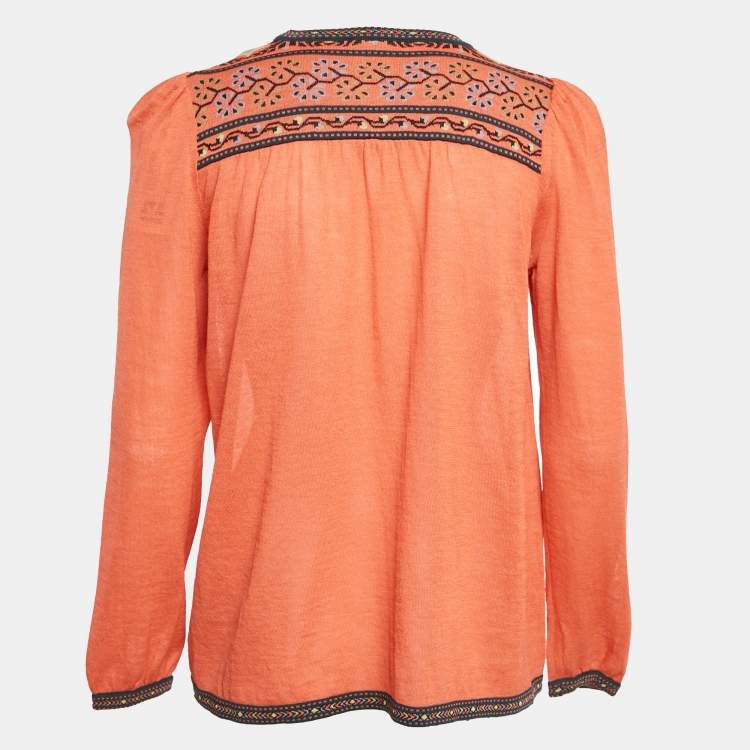 Pre Owned M Missoni Orange Wool Knit Long Sleeve Top M