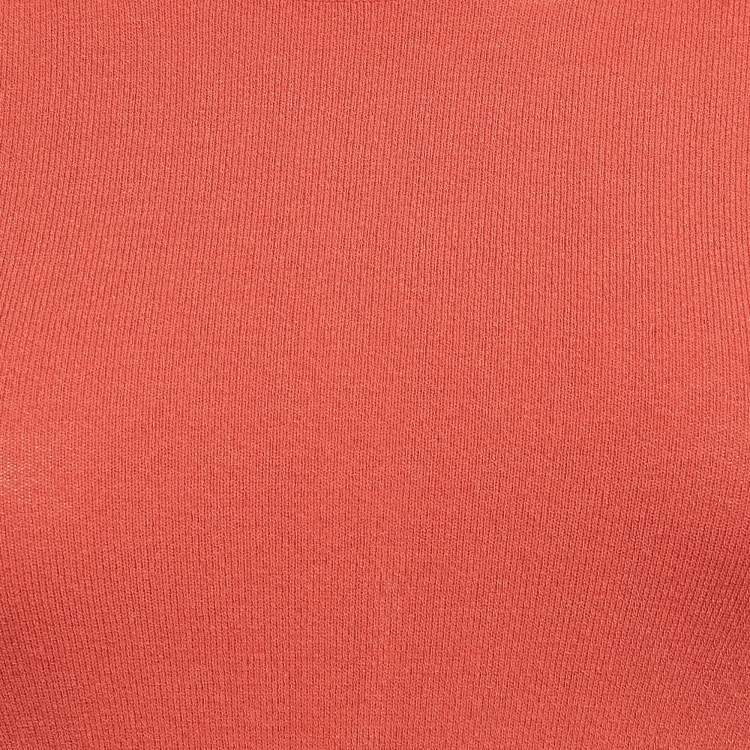 Pre Owned M Missoni Coral Pink Knit Long Sleeve Top S