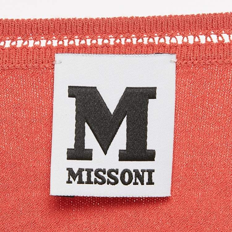 Pre Owned M Missoni Coral Pink Knit Long Sleeve Top S