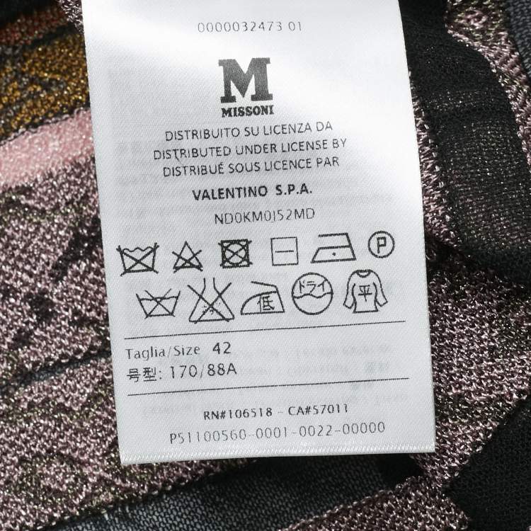 Pre Owned M Missoni Multicolor Patterned Lurex Knit V-Neck Top M