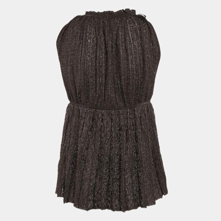 Pre Owned M Missoni Metallic Patterned Lurex Knit Sleeveless Top L