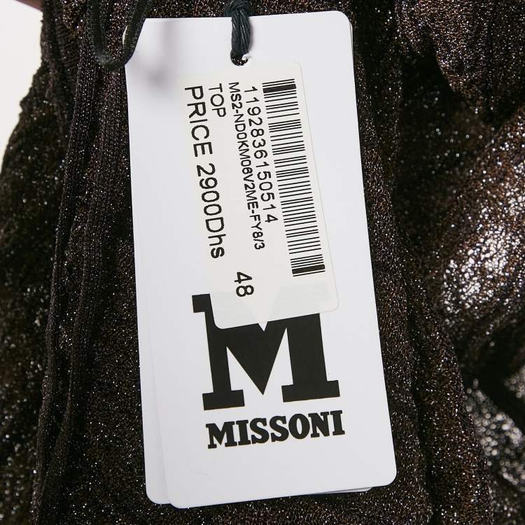 Pre Owned M Missoni Metallic Patterned Lurex Knit Sleeveless Top L