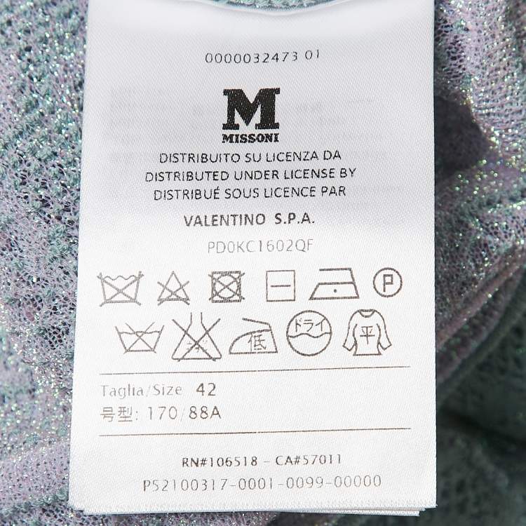 Pre Owned M Missoni Ice Blue Lurex Textured Knit V-Neck Top M