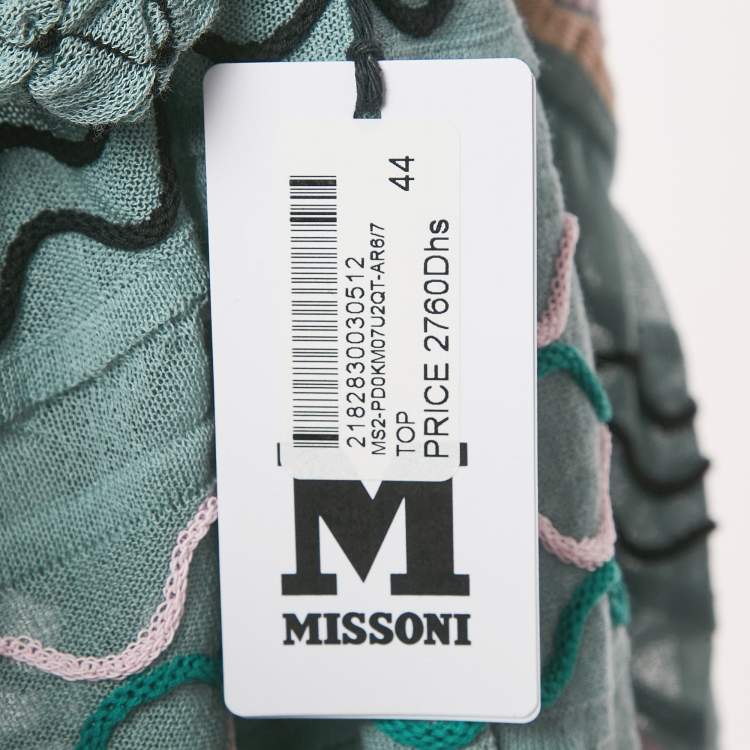 Pre Owned M Missoni Teal Blue Smocked Knit Sleeveless Top M