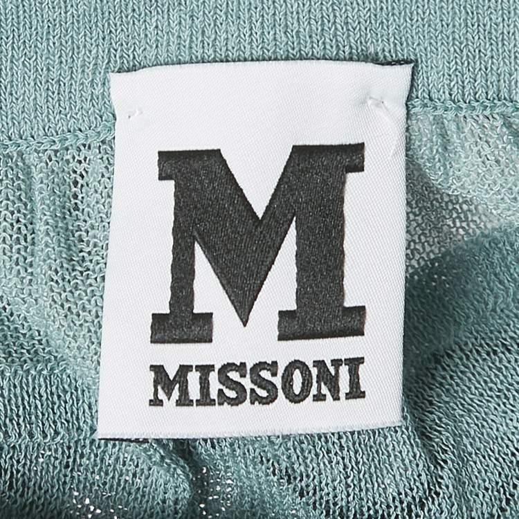 Pre Owned M Missoni Teal Blue Smocked Knit Sleeveless Top M