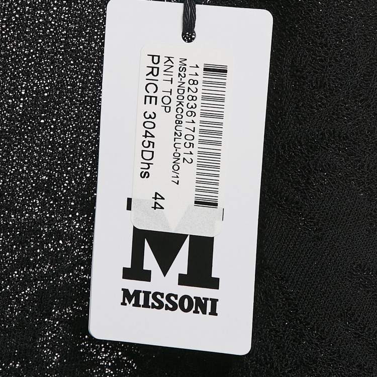 Pre Owned M Missoni Black Textured Knit Sheer Long Sleeve Top M