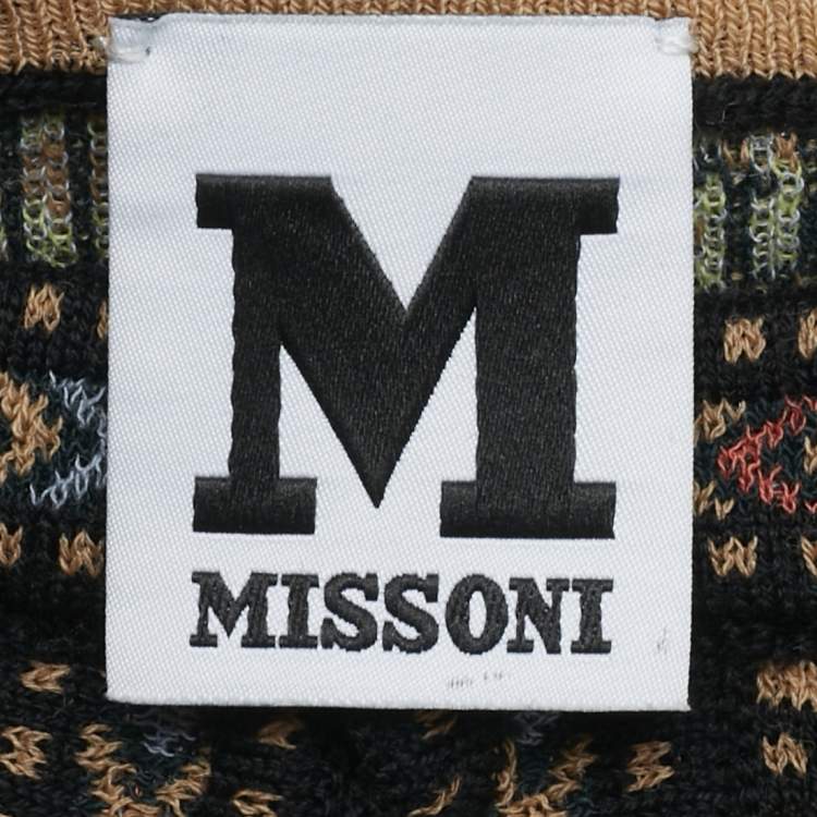 Pre Owned M Missoni Brown Striped Pattern Knit Cardigan S