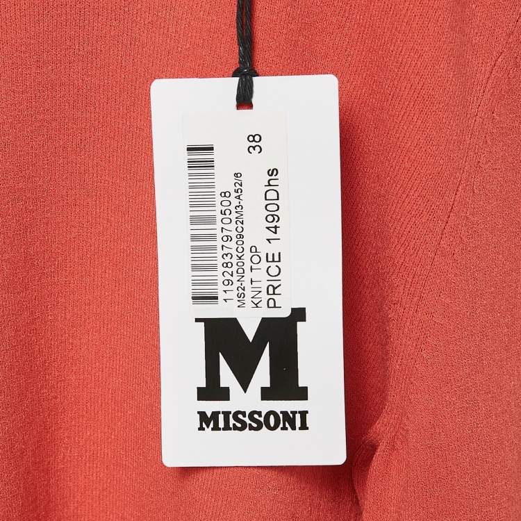Pre Owned M Missoni Orange Jersey Long Sleeve Top S
