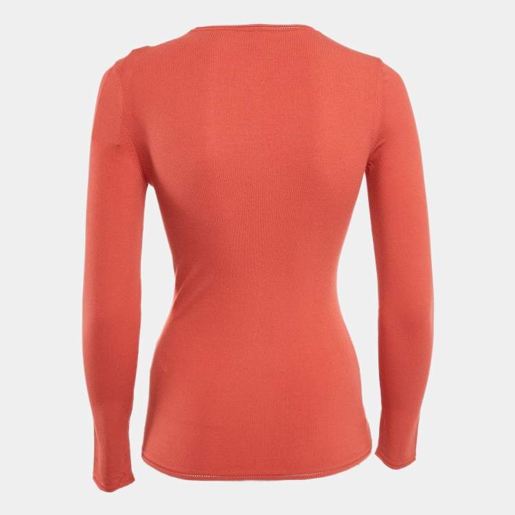 Pre Owned M Missoni Orange Jersey Long Sleeve Top S
