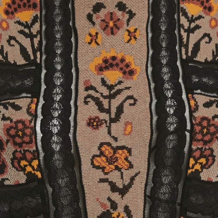 Pre Owned M Missoni Multicolor Floral Pattern Knit Sleeveless Dress M