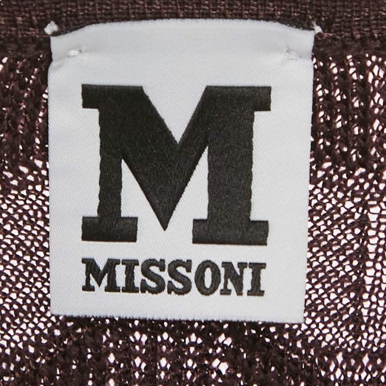 Pre Owned M Missoni Dark Purple Wavy Knit Long Sleeve Top S