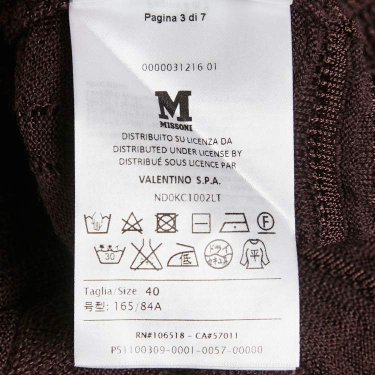 Pre Owned M Missoni Dark Purple Wavy Knit Long Sleeve Top S
