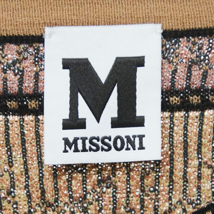 Pre Owned M Missoni Brown Wool Knit Long Sleeve Top L