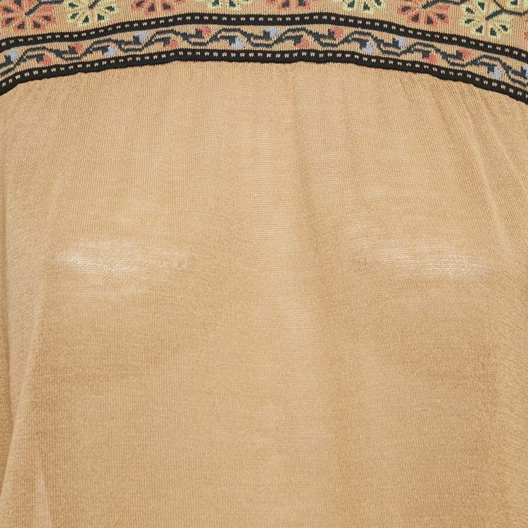 Pre Owned M Missoni Brown Wool Knit Long Sleeve Top L