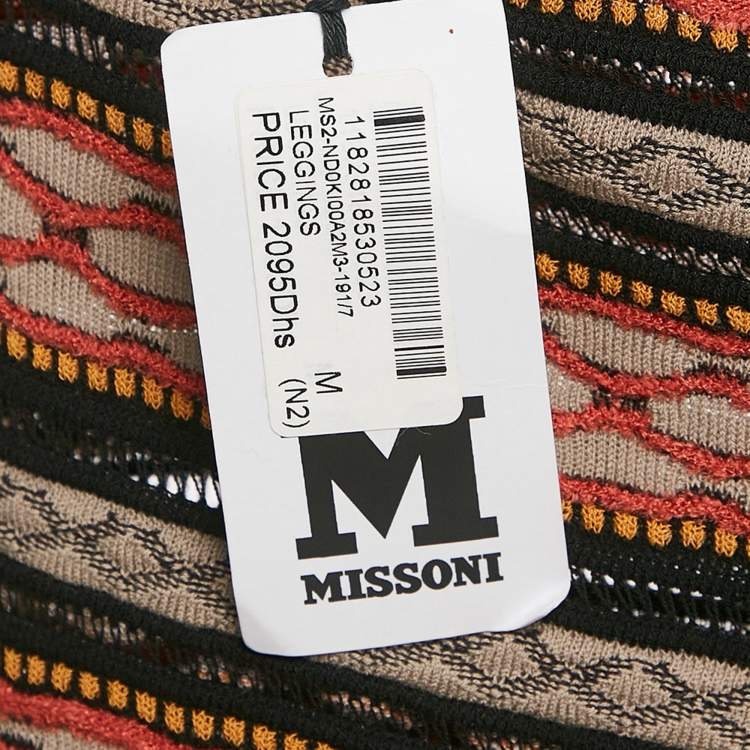 Pre Owned M Missoni Multicolor Stripe Patterned Knit Leggings M