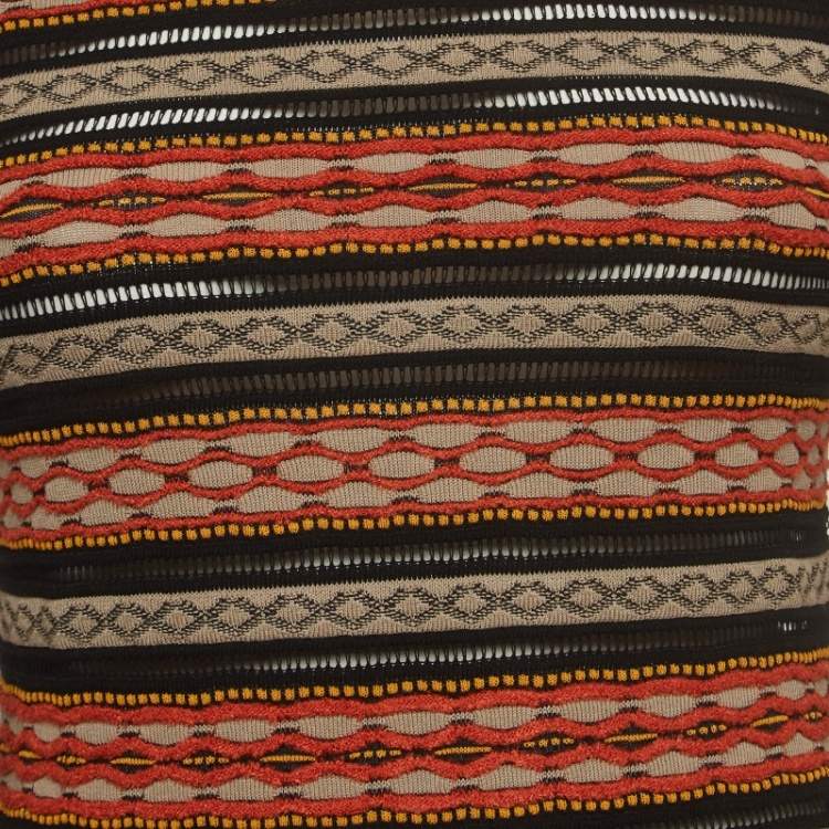 Pre Owned M Missoni Multicolor Stripe Patterned Knit Long Sleeve Top L
