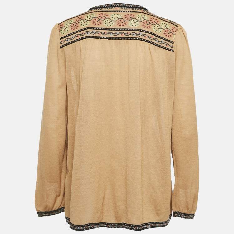 Pre Owned M Missoni Brown Wool Knit Long Sleeve Top L