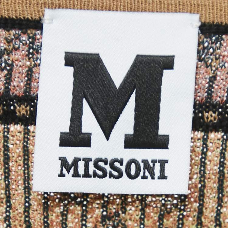 Pre Owned M Missoni Brown Wool Knit Long Sleeve Top L