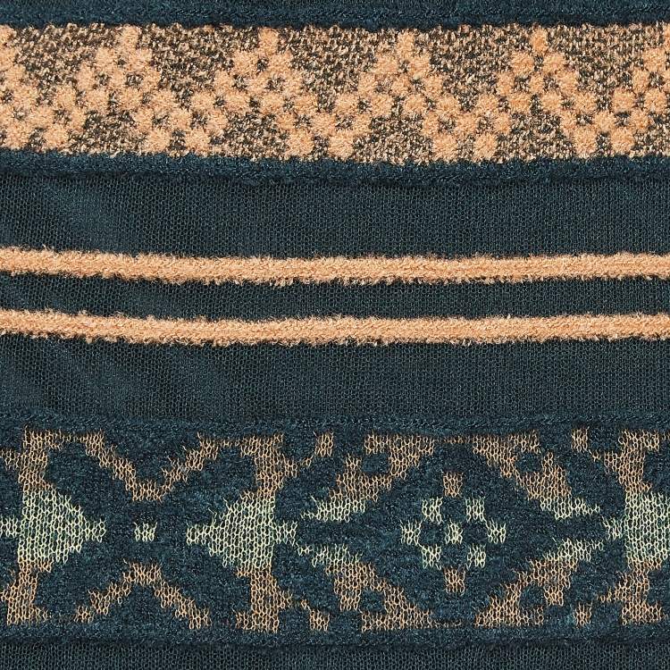 Pre Owned M Missoni Green Stripe Patterned Knit Midi Skirt S