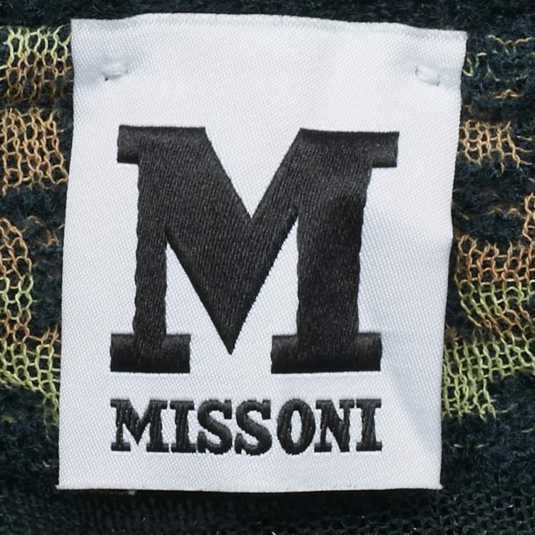 Pre Owned M Missoni Green Stripe Patterned Knit Open Front Cardigan S