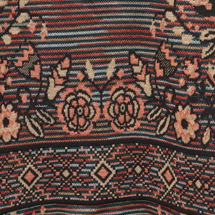 Pre Owned M Missoni Patterned Knit Long Sleeve Midi Dress S
