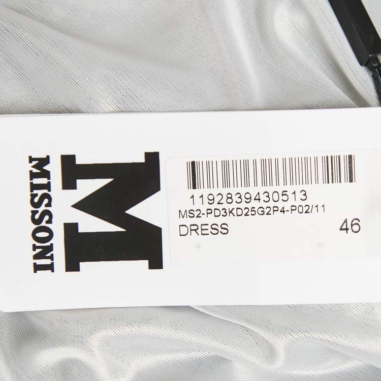 Pre Owned M Missoni Light Blue Patterned Lurex Knit Ruffled Sleeveless Dress L
