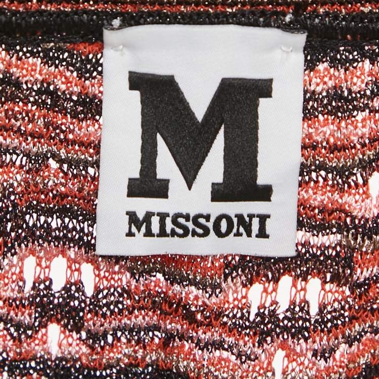 Pre Owned M Missoni Multicolor Patterned Lurex Knit Halter Neck Maxi Dress L