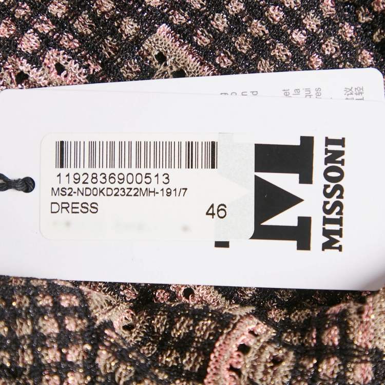 Pre Owned M Missoni Pink/Multicolor Patterned Lurex Knit Halter Neck Maxi Dress L