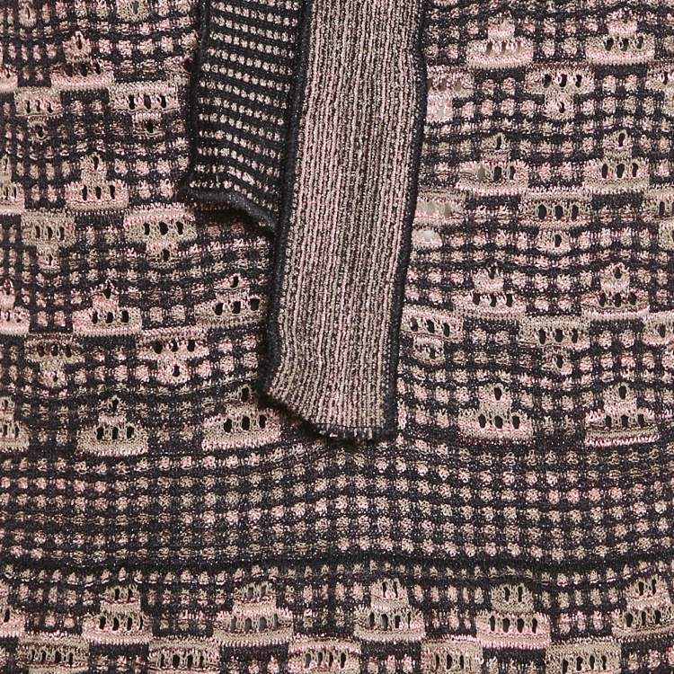 Pre Owned M Missoni Pink/Multicolor Patterned Lurex Knit Halter Neck Maxi Dress L