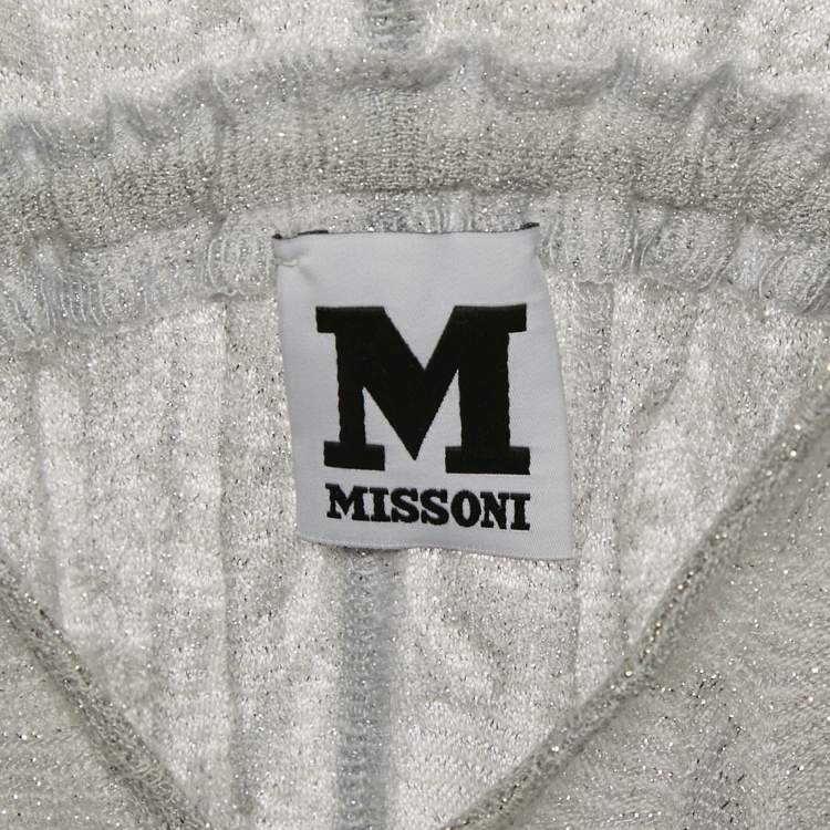 Pre Owned M Missoni Light Grey Patterned Lurex Knit Sleeveless Jumpsuit M