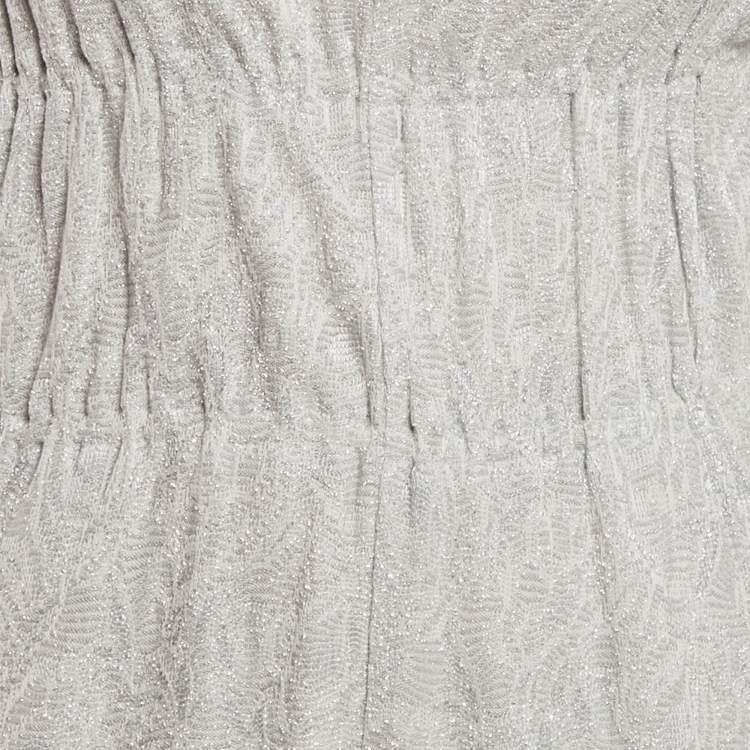 Pre Owned M Missoni Light Grey Patterned Lurex Knit Sleeveless Jumpsuit M