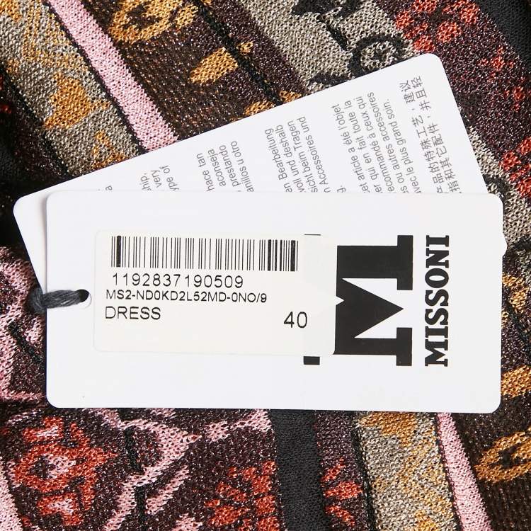 Pre Owned M Missoni Multicolor Patterned Knit Lurex Knit Sleeveless V-Neck Dress S