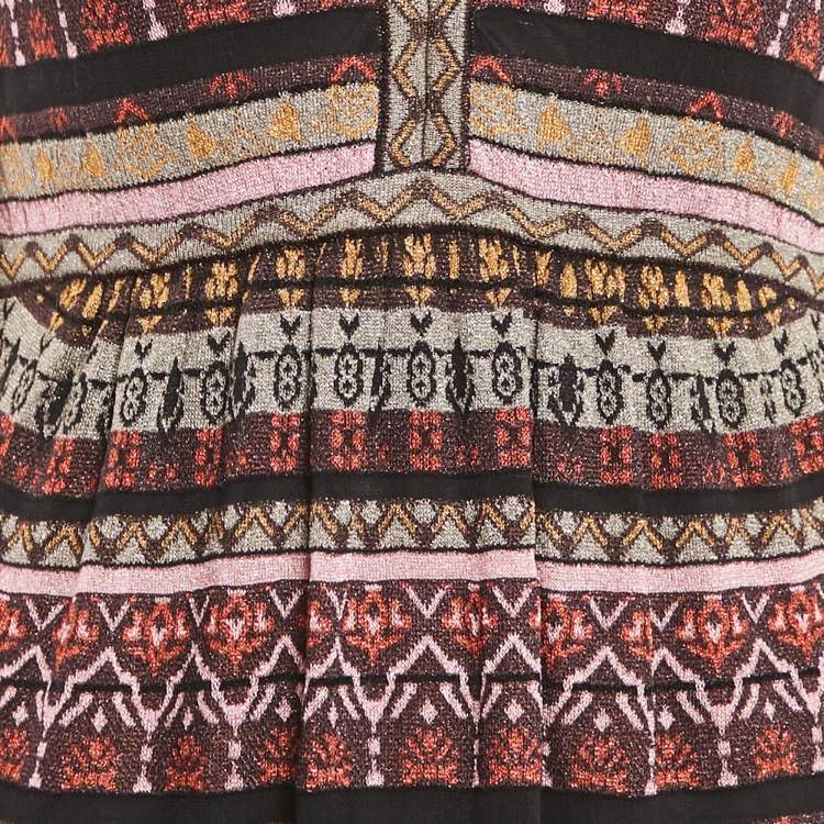 Pre Owned M Missoni Multicolor Patterned Knit Lurex Knit Sleeveless V-Neck Dress S