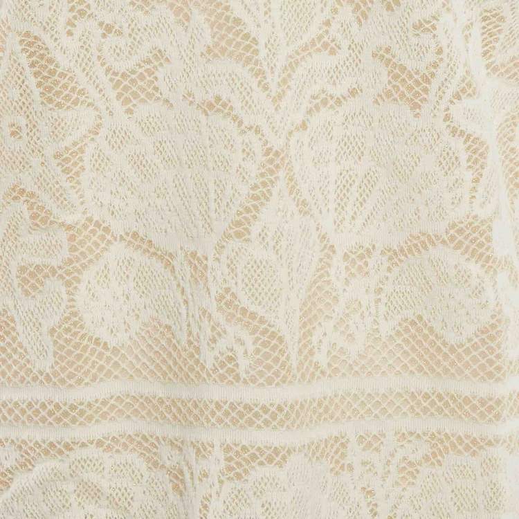 Pre Owned M Missoni White Patterned Lurex Knit V-Neck Top M