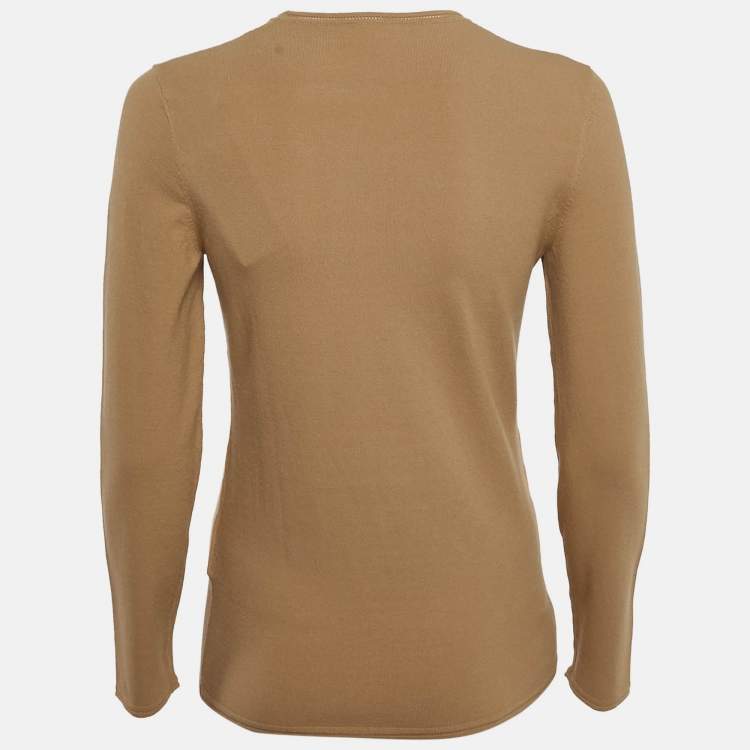 Pre Owned M Missoni Brown Knit Long Sleeve Round Neck Top L