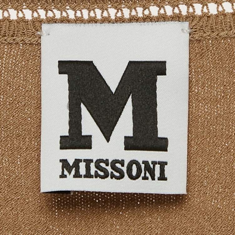 Pre Owned M Missoni Brown Knit Long Sleeve Round Neck Top L