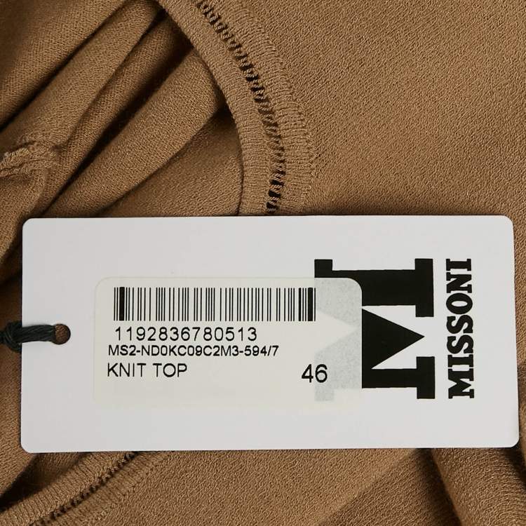 Pre Owned M Missoni Brown Knit Long Sleeve Round Neck Top L