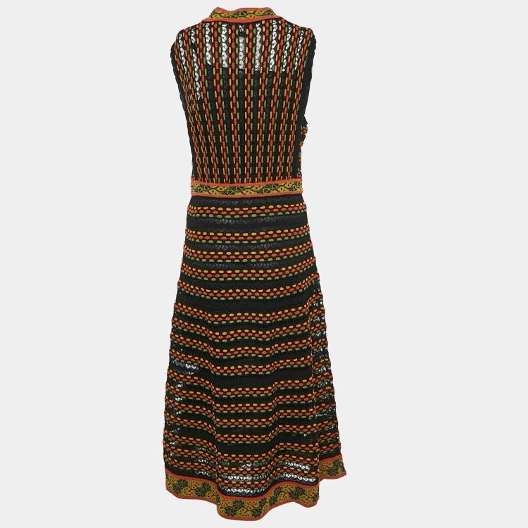 Pre Owned M Missoni Multicolor Patterned Knit Sleeveless Midi Dress M