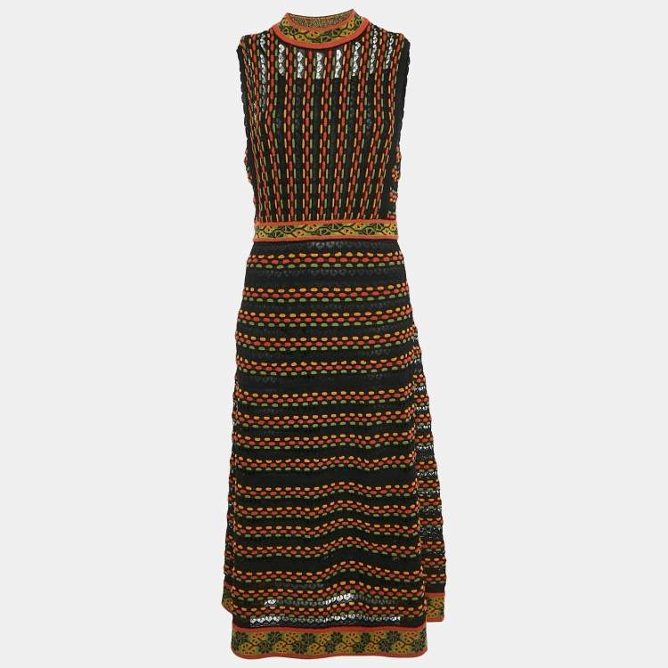 Pre Owned M Missoni Multicolor Patterned Knit Sleeveless Midi Dress M