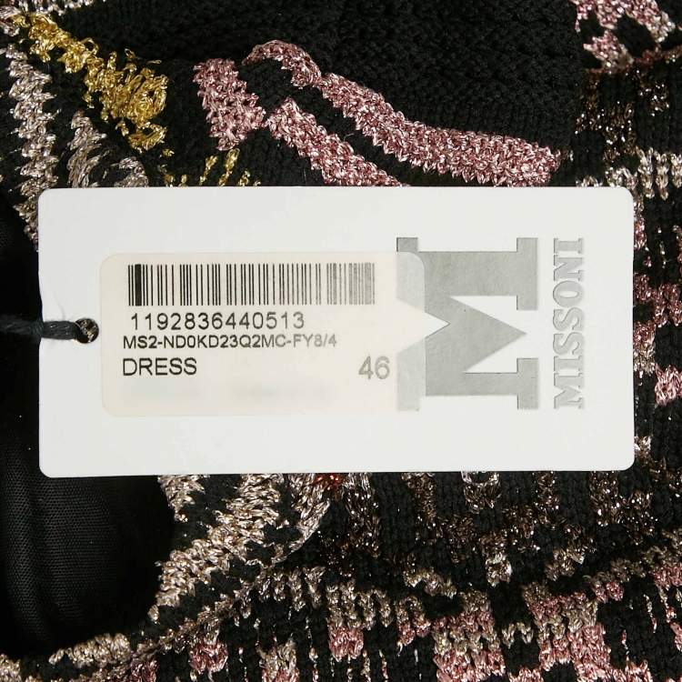 Pre Owned M Missoni Multicolor Patterned Lurex Knit Sleeveless Short Dress L