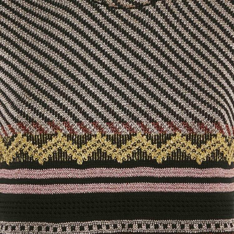 Pre Owned M Missoni Multicolor Patterned Lurex Knit Sleeveless Short Dress L