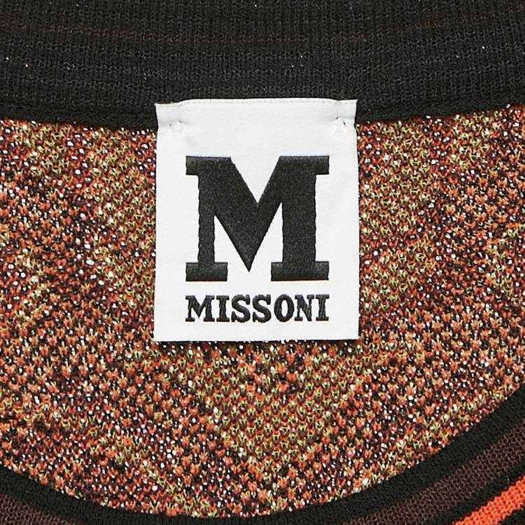 Pre Owned M Missoni  Burgundy/Multicolor Patterned Cotton Knit Sleeveless Top M
