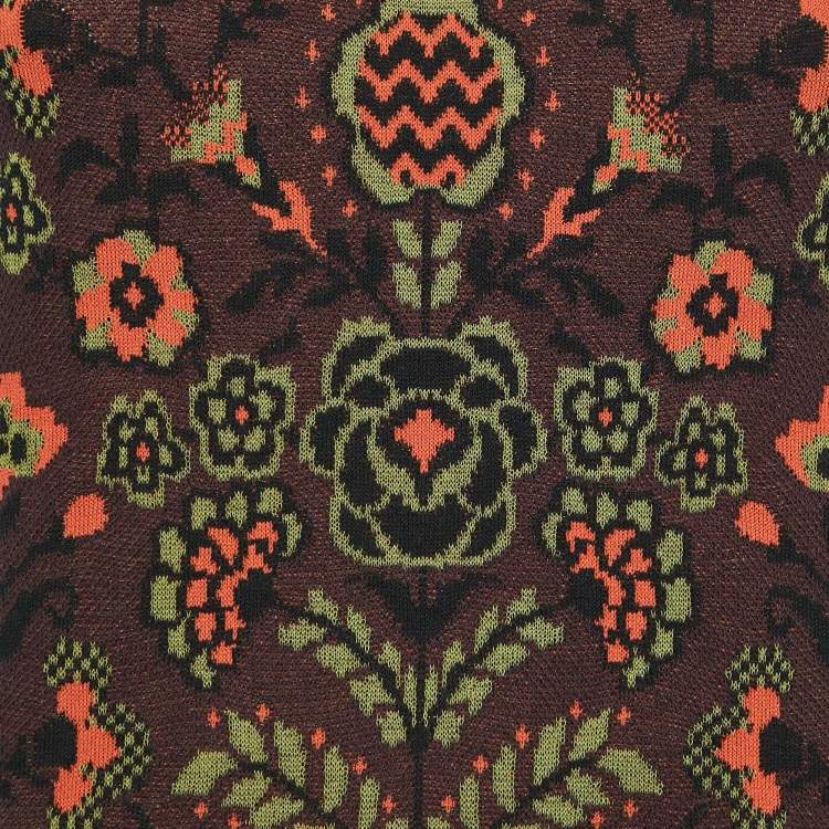 Pre Owned M Missoni  Burgundy/Multicolor Patterned Cotton Knit Sleeveless Top M