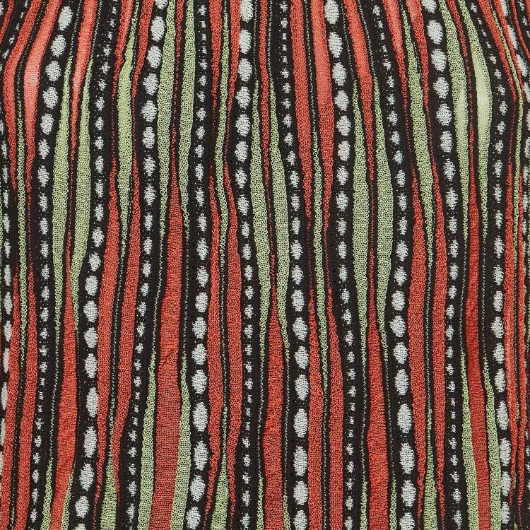 Pre Owned M Missoni Green/Orange Alga and Bubble Pattern Knit A-Line Mini Dress L