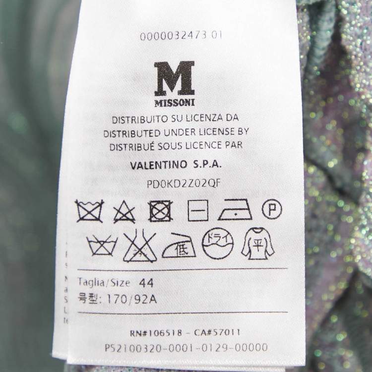 Pre Owned M Missoni Blue Shell Pattern Lurex Knit Flared Midi Dress M
