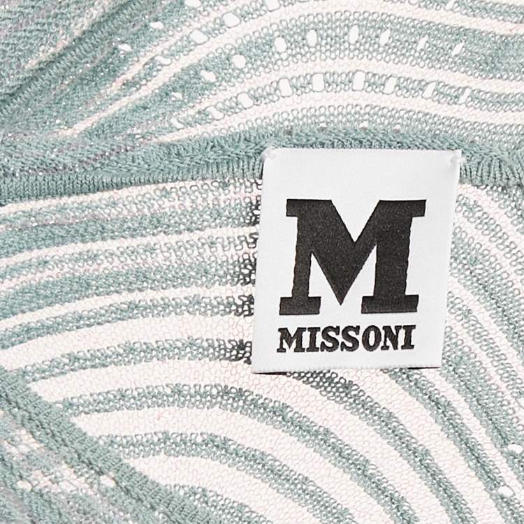 Pre Owned M Missoni Blue Shell Pattern Lurex Knit Flared Midi Dress M