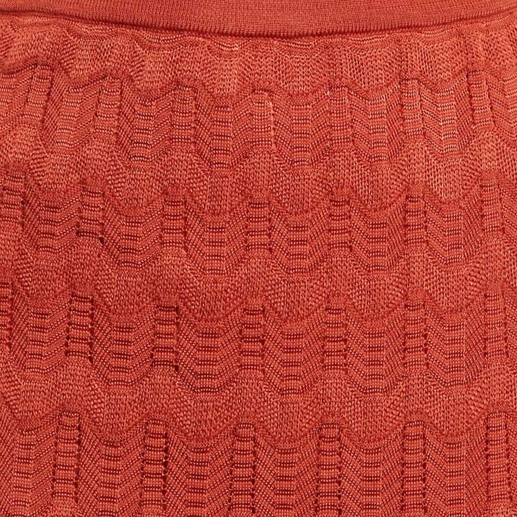 Pre Owned M Missoni Orange Patterned Knit Maxi Skirt M